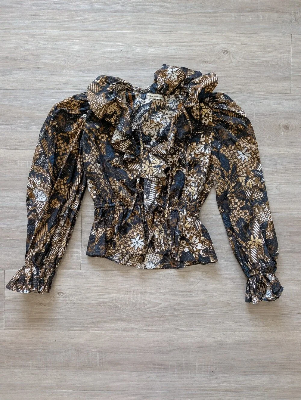 NWOT Ulla Johnson Ruffle Long Puff-Sleeve Kalila Cotton Blouse